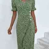 Zuzana | Kvetinové midi šaty s krátkym rukávom