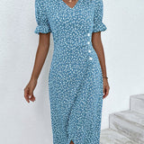 Zuzana | Kvetinové midi šaty s krátkym rukávom