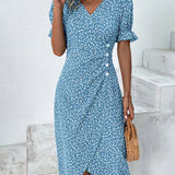 Zuzana | Kvetinové midi šaty s krátkym rukávom