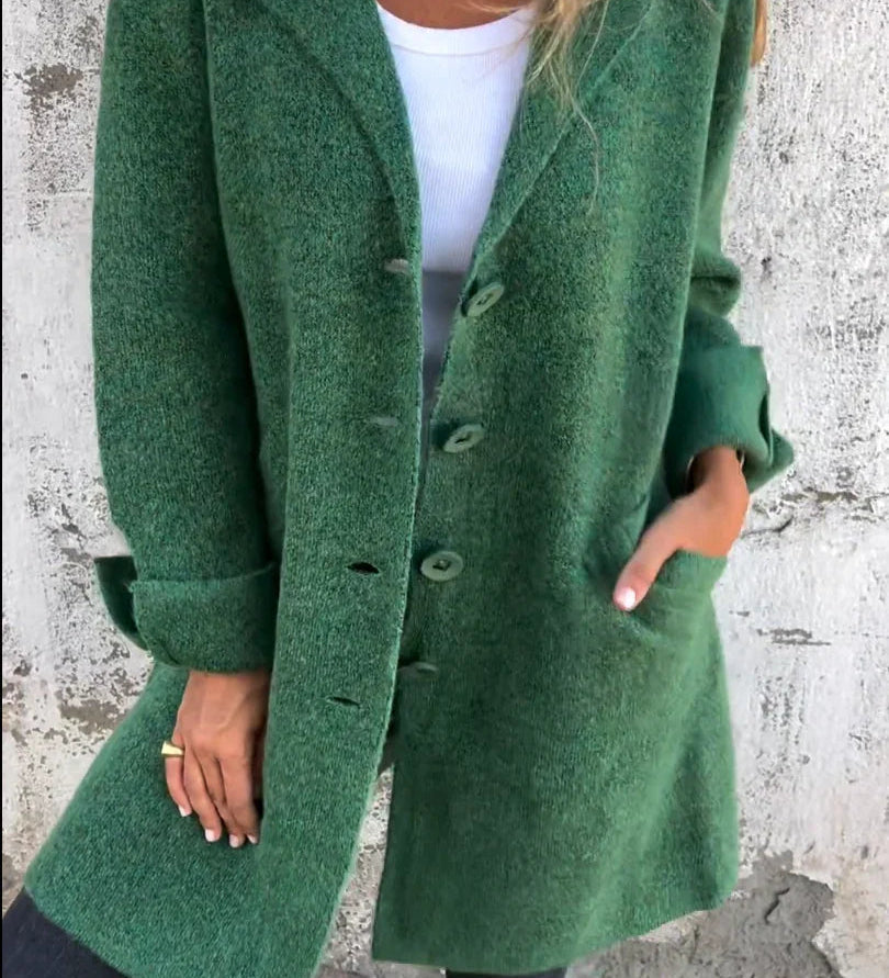 Bohdana - Casual kabát s klopami a zapínaním na gombíky s jedným prsným vreckom