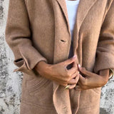 Bohdana - Casual kabát s klopami a zapínaním na gombíky s jedným prsným vreckom