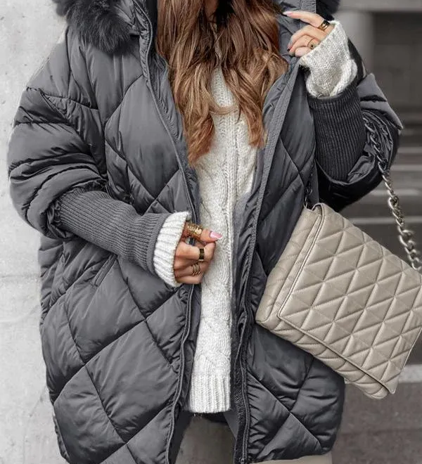Aneta - zimný set s kapucňou a diamantovým vzorom