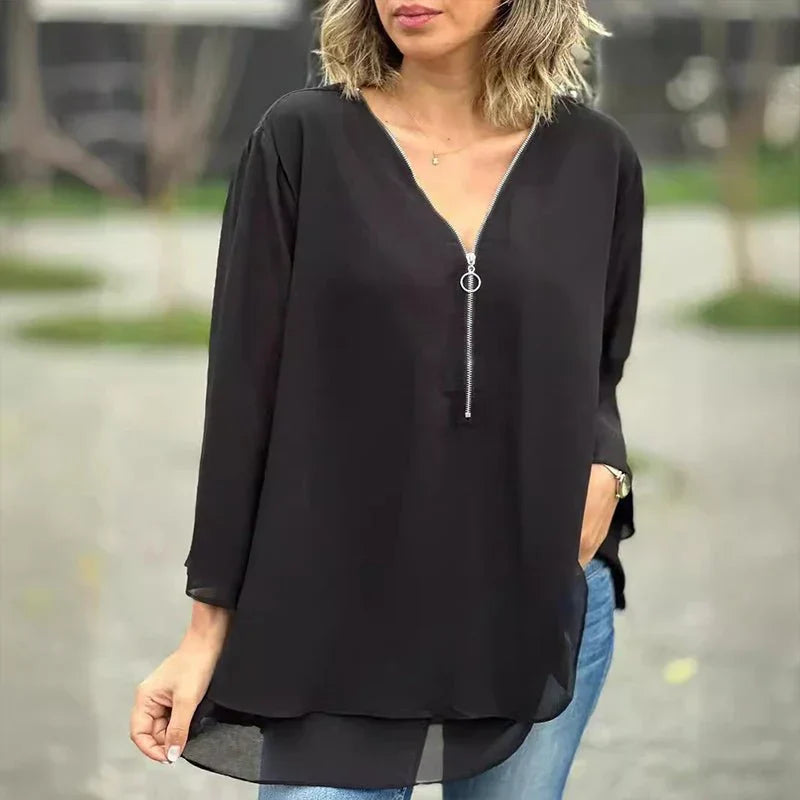 Margita | Blúzka z chiffon s zipsom