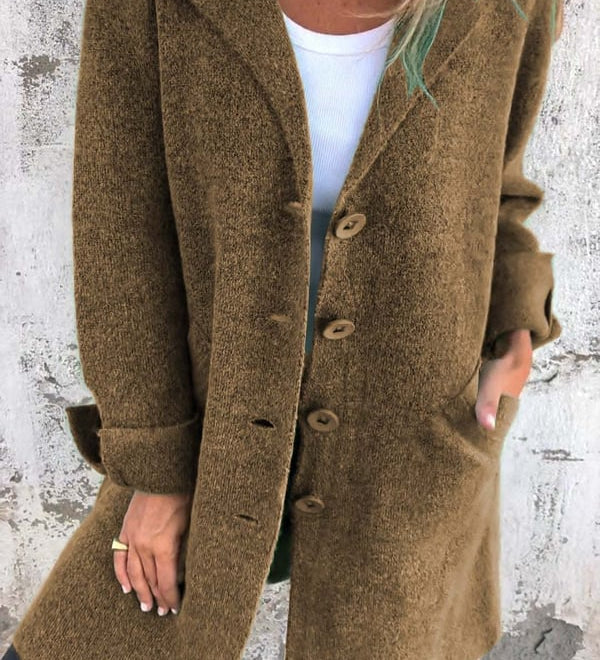 Bohdana - Casual kabát s klopami a zapínaním na gombíky s jedným prsným vreckom