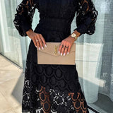Róberta - Elegantné Midi Šaty s Čipkovými Detailmi