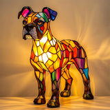 Vera – Magická pes svetelná lampa z farebného skla