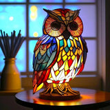 Lýdia – Magická lampa z farebného skla s sovou