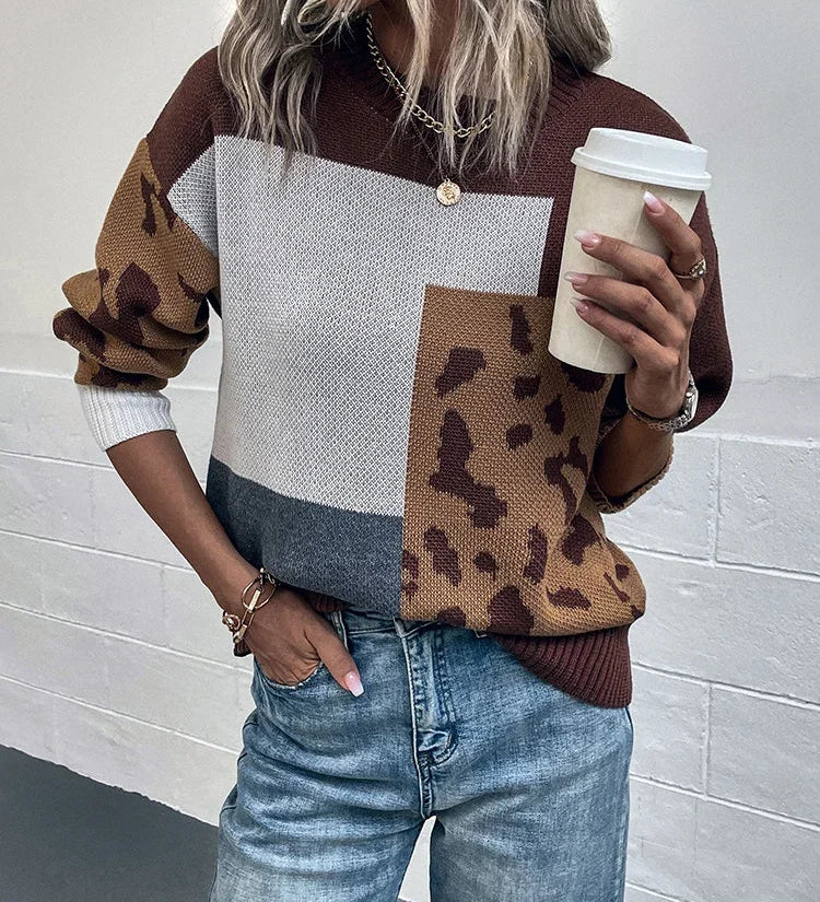 Lívia | Vintage leopardí patchwork sveter