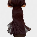 Alena - Dlhé šaty Aleny s kvetinovou potlačou a výstrihom do V