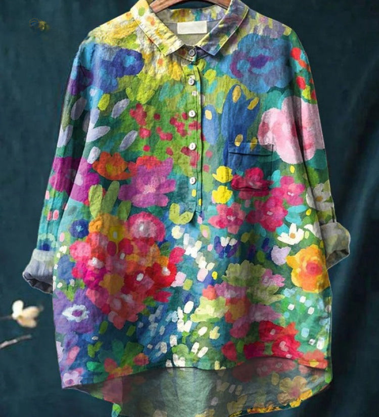 Tímea – Plátno košeľa s vzorom
