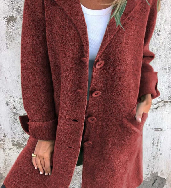 Bohdana - Casual kabát s klopami a zapínaním na gombíky s jedným prsným vreckom