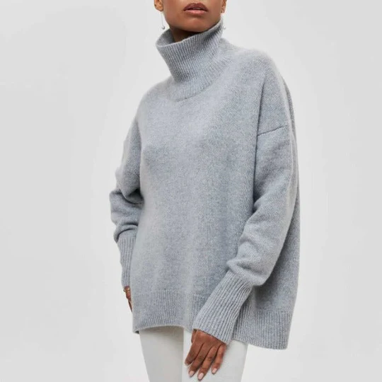 Adriana - Oversize bavlnený sveter s preklopeným golierom