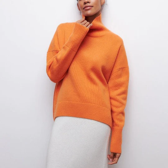 Adriana - Oversize bavlnený sveter s preklopeným golierom