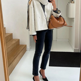 Zuzana - Krátky kabát v minimalistickom francúzskom štýle s šálom