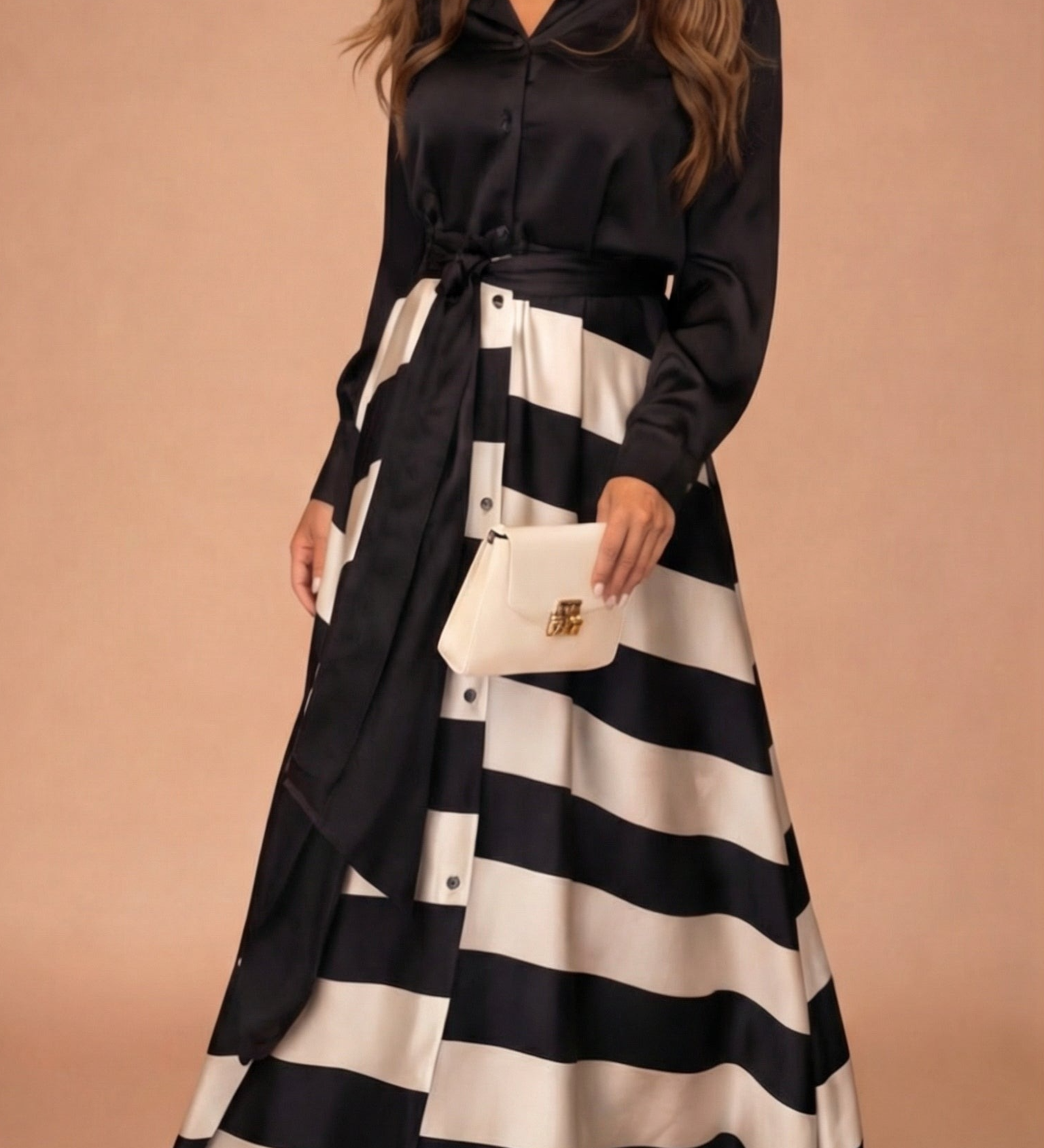 Mária™ - pruhované maxik vestido