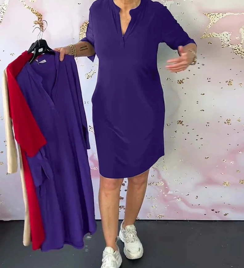 Elegantné šaty s výstrihom do V na každý deň