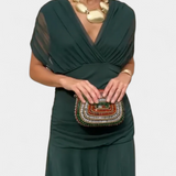 Alena - Dlhé šaty Aleny s kvetinovou potlačou a výstrihom do V