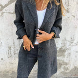 Bohdana - Casual kabát s klopami a zapínaním na gombíky s jedným prsným vreckom