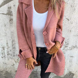 Bohdana - Casual kabát s klopami a zapínaním na gombíky s jedným prsným vreckom