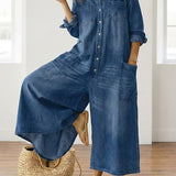 Jana™ | Vintage denim kombinéza s gombíkmi