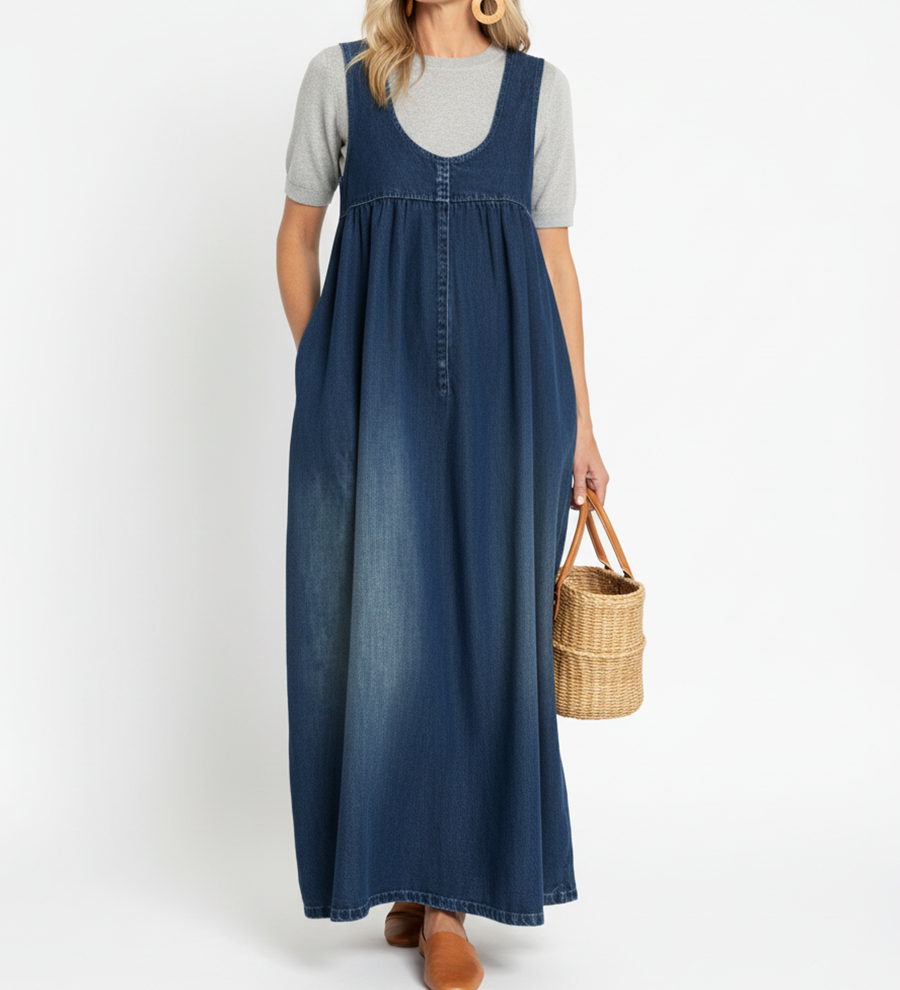 Katarína™ | Maxi šaty z vintage umývaného denimu