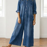 Jana™ | Vintage denim kombinéza s gombíkmi