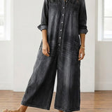 Jana™ | Vintage denim kombinéza s gombíkmi