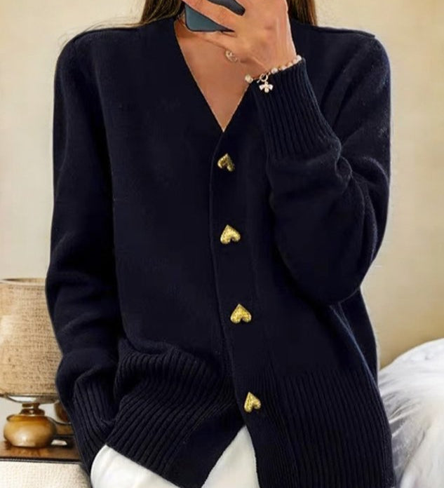 Adela - Elegantný cardigan srdcovými gombíkmi