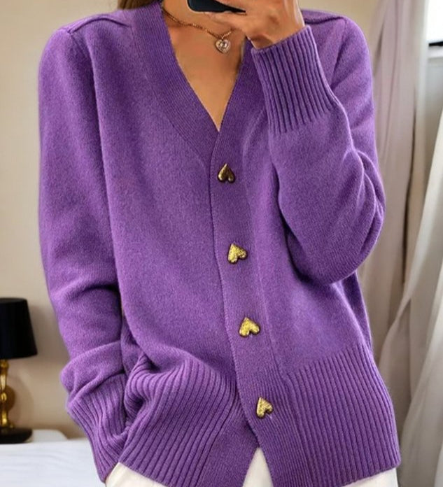 Adela - Elegantný cardigan srdcovými gombíkmi