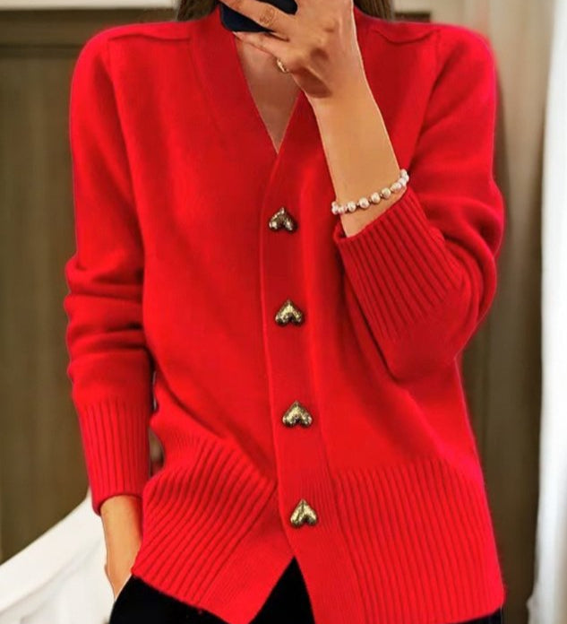 Adela - Elegantný cardigan srdcovými gombíkmi